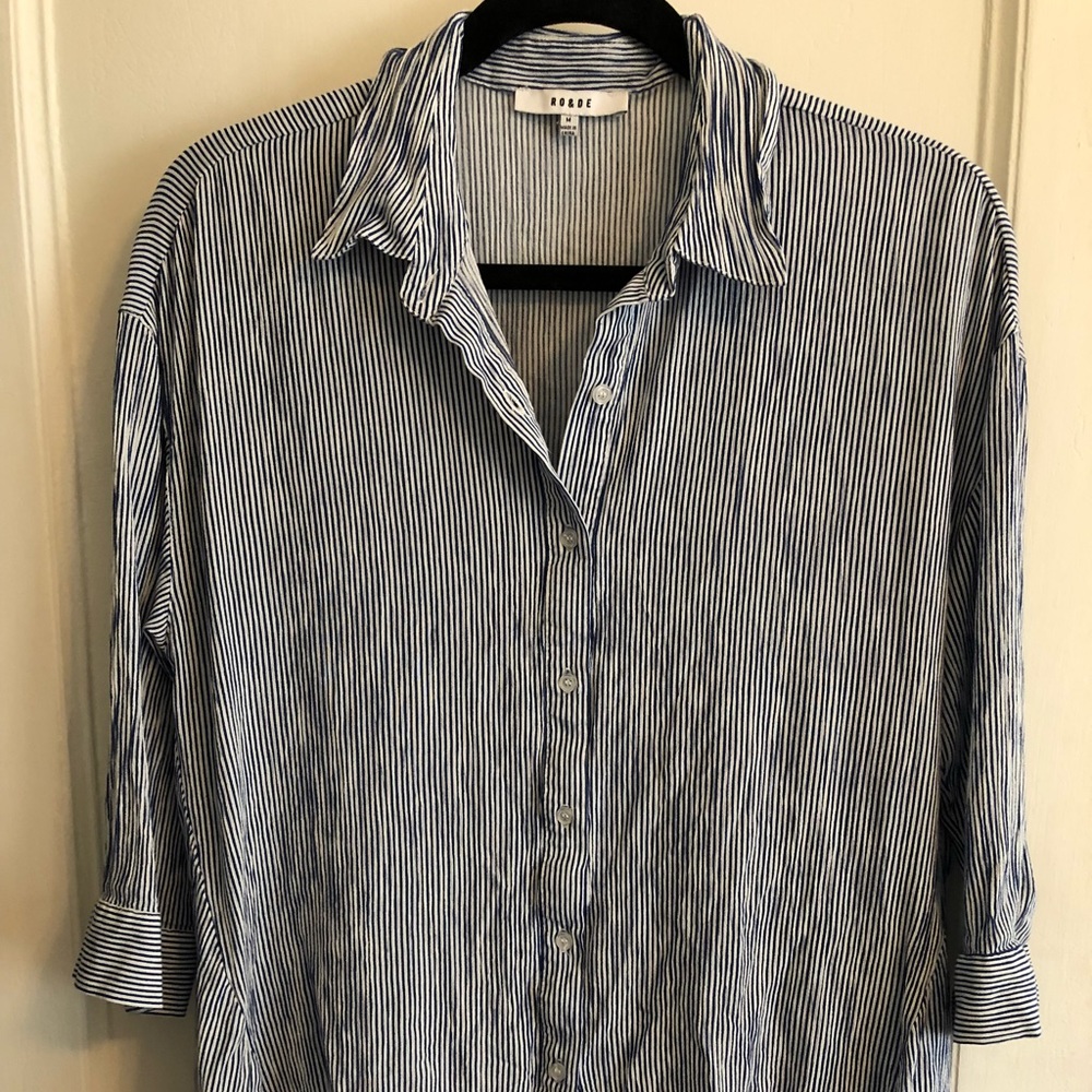 Blue and While Striped Blouse